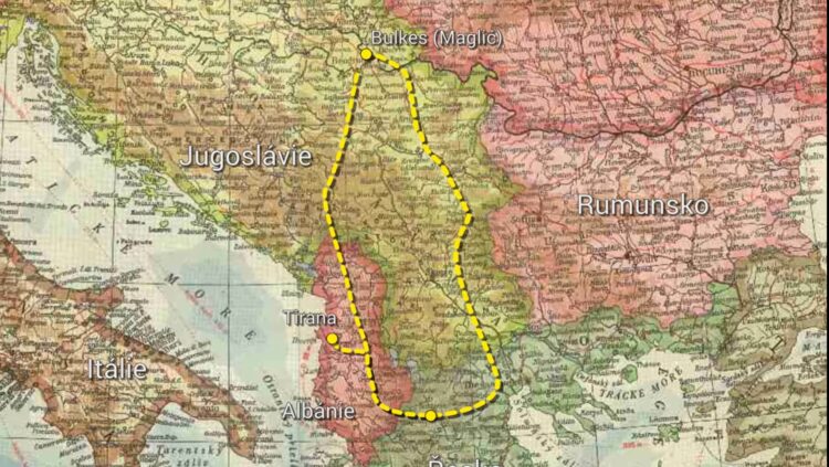 Mapa cesty gréckych partizánov do Bulkesa (foto: KC Bulkes)