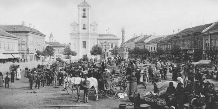 Hlavné námestie v Novom Sade v druhej polovici 19. storočia (Zdroj: Zavod za zaštitu spomenika kulture grada Novog Sada)