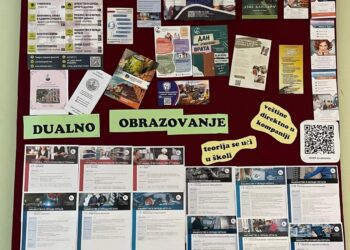 Nástenka o profesionálnej orientácii, na ktorej príprave pracovali  ôsmaci (Foto: z archívu ZŠ v Kulpíne )